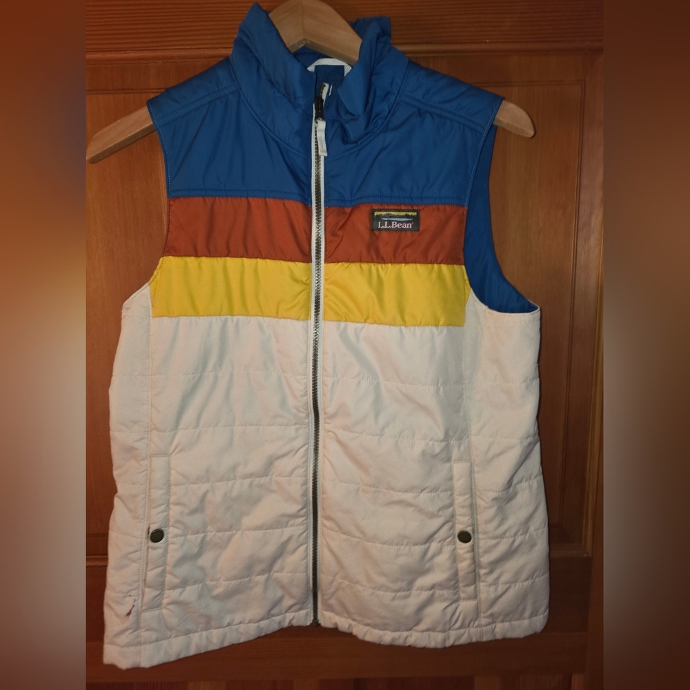 LL Bean Colorblock Puffer Vest Vintage Size Medium